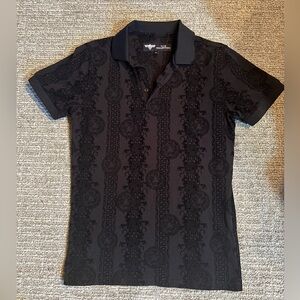 VIP Black Patterned Polo Shirt